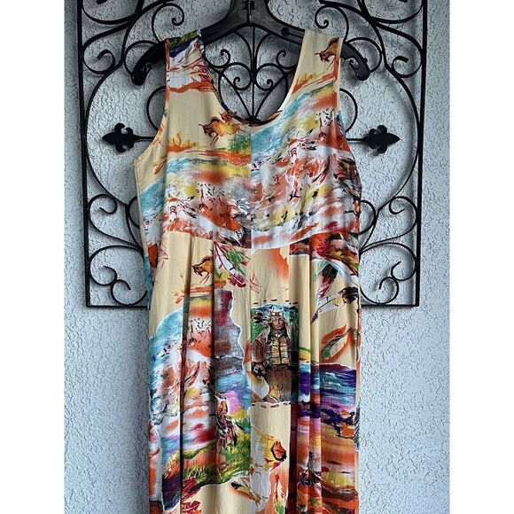 90’s Jams World Hawaii Aloha Native American Southwest Midi Dress - Small- Multi - Picture 8 of 12